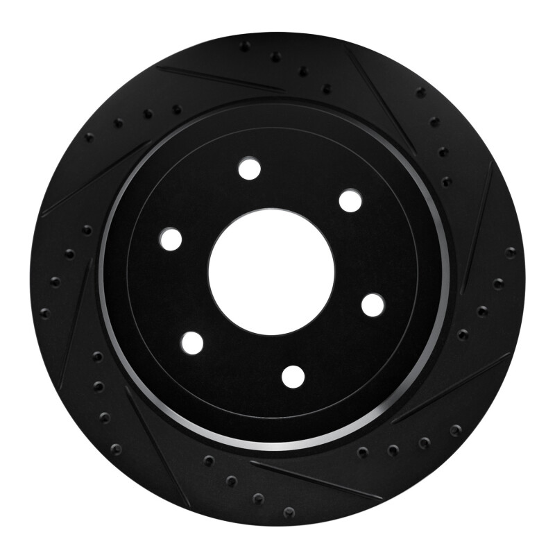 Nissan Titan XD Brake Rotor (1) - Rear Right - R1 Concepts - Drilled & Slotted - Black - `16-`24